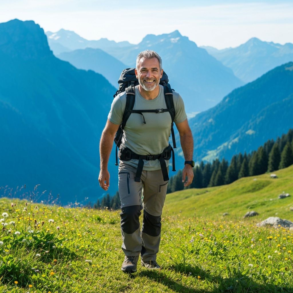 Man engaged in healthy outdoor activity